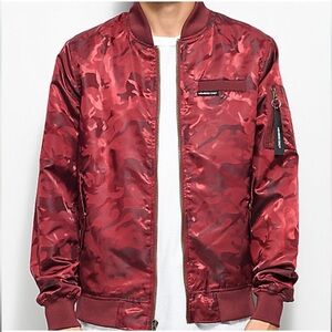 Members Only Red Military Camo Print Classic Iconic Racer Bomber Men’s Jacket M